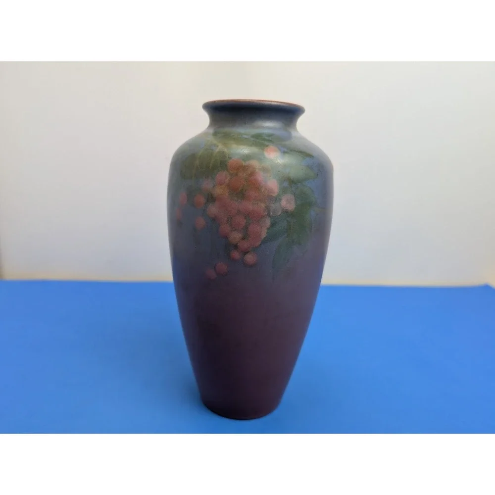 Rookwood Pottery Edward Diers Painted Cherry Branch Vellum Vase 8.75